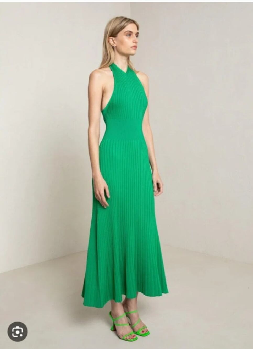 A.L.C. Delilah Green Ribbed Knit Halter Dress Small